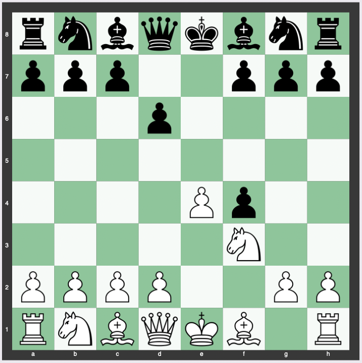 Fischer Defense - 1. e4 e5 2. f4 exf4 3. Nf3 d6