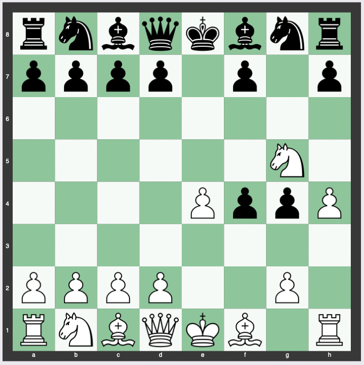 Allgaier Gambit - 1. e4 e5 2. f4 exf4 3. Nf3 g5 4. h4 g4 5. Ng5