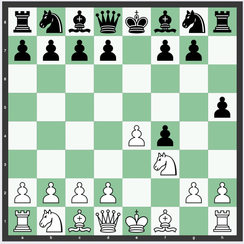 Wagenbach Defense - 1. e4 e5 2. f4 exf4 3. Nf3 h5