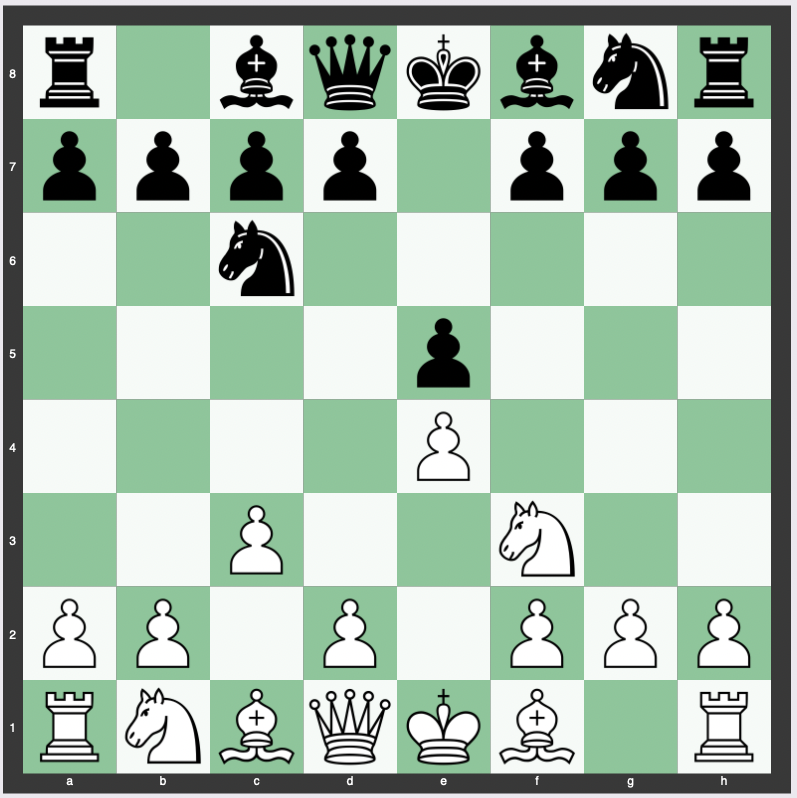 Ponziani Opening - 1. e4 e5 2. Nf3 Nc6 3. c3
