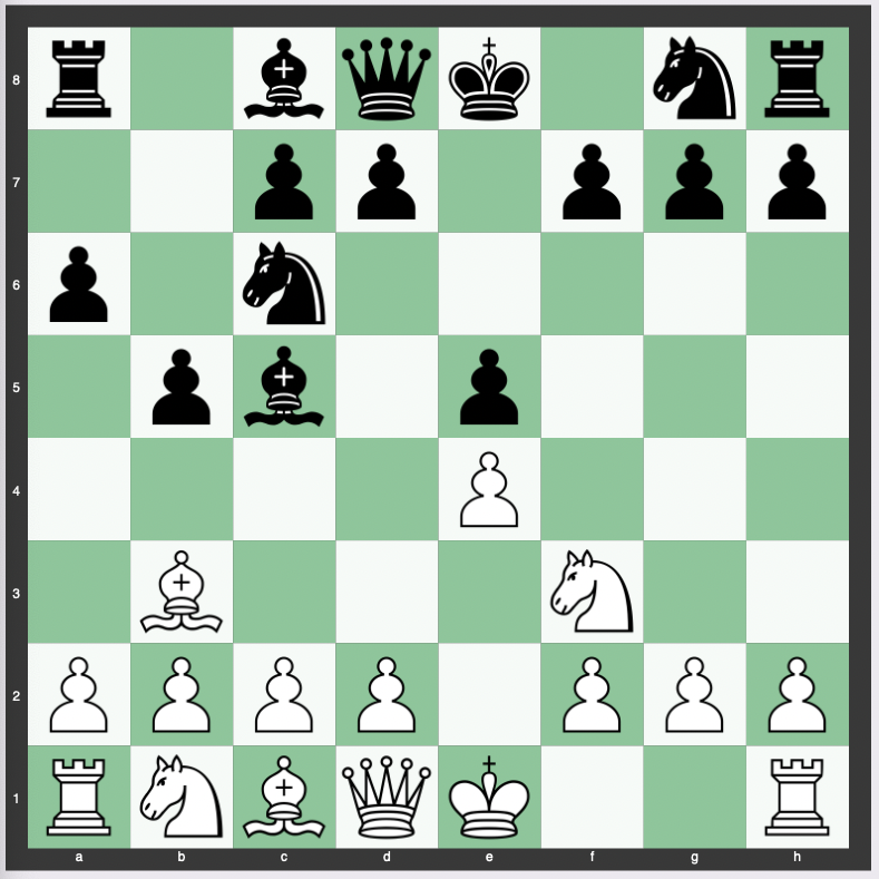 Graz Defense - 1. e4 e5 2. Nf3 Nc6 3. Bb5 a6 4. Ba4 b5 5. Bb3 Bc5