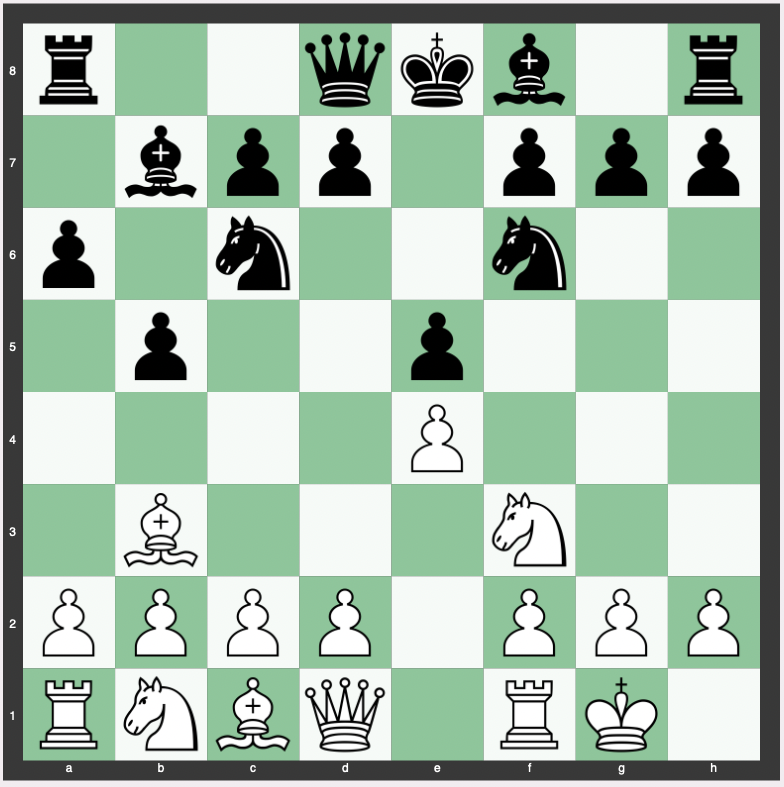 Arkhangelsk Defense - 1. e4 e5 2. Nf3 Nc6 3. Bb5 a6 4. Ba4 Nf6 5. O-O b5 6. Bb3 Bb7