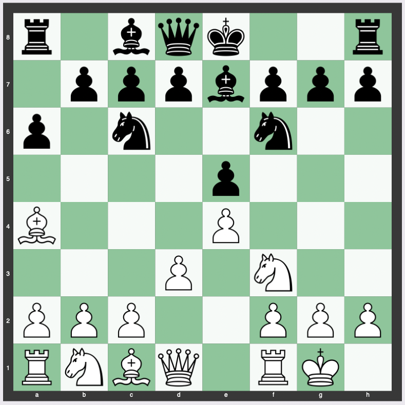 Modern Line (Ruy Lopez Theory): 1. e4 e5 2. Nf3 Nc6 3. Bb5 a6 4. Ba4 Nf6 5. O-O Be7 6. d3