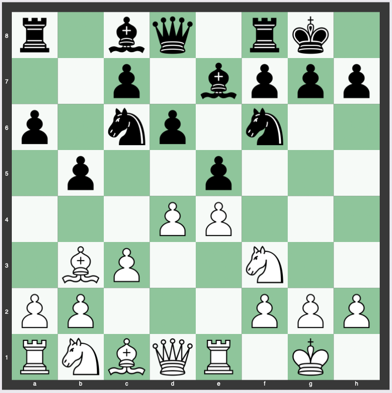 Yates Variation (Ruy Lopez Theory): 1. e4 e5 2. Nf3 Nc6 3. Bb5 a6 4. Ba4 Nf6 5. O-O Be7 6. Re1 b5 7. Bb3 d6 8. c3 O-O 9. d4